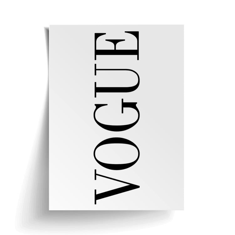 Unframed Vogue print with a curled corner, on white