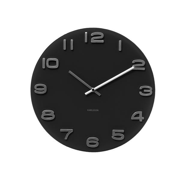 A Karlsson Vintage Black wall clock on a white background