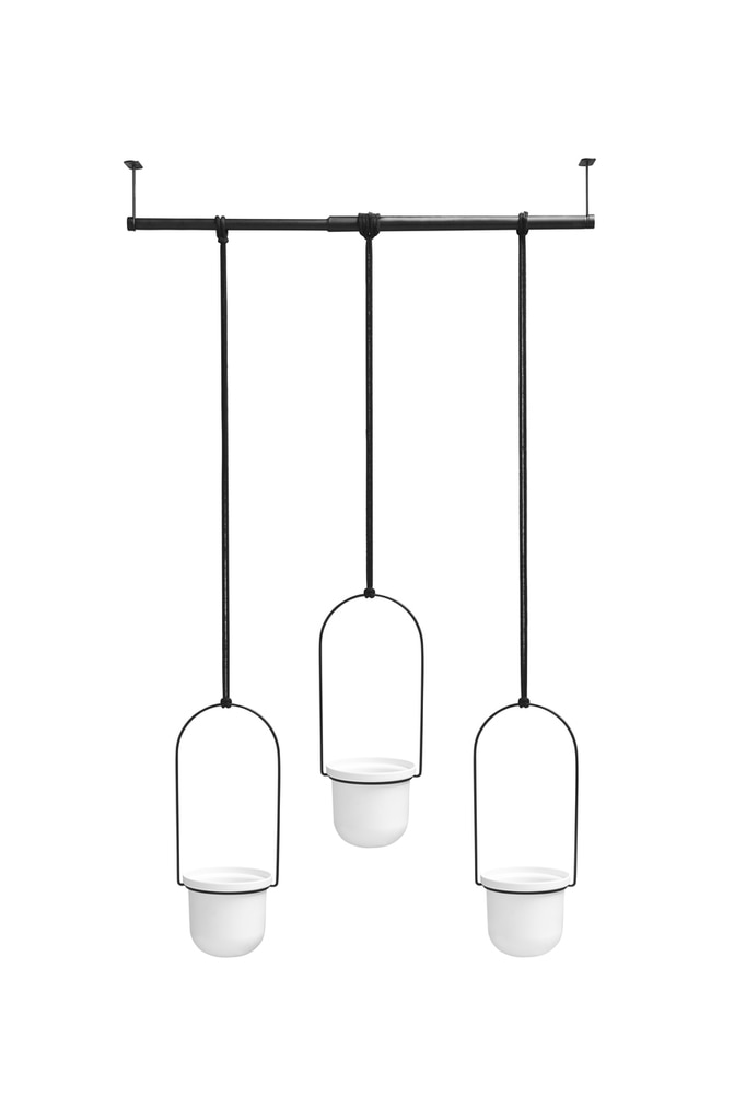 Three TRIFLORA HANGING PLANTERS - White / Black by Umbra.
