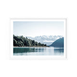 An Art Prints framed LAKE WAKATIPU, NEW ZEALAND print with mountains in the background.