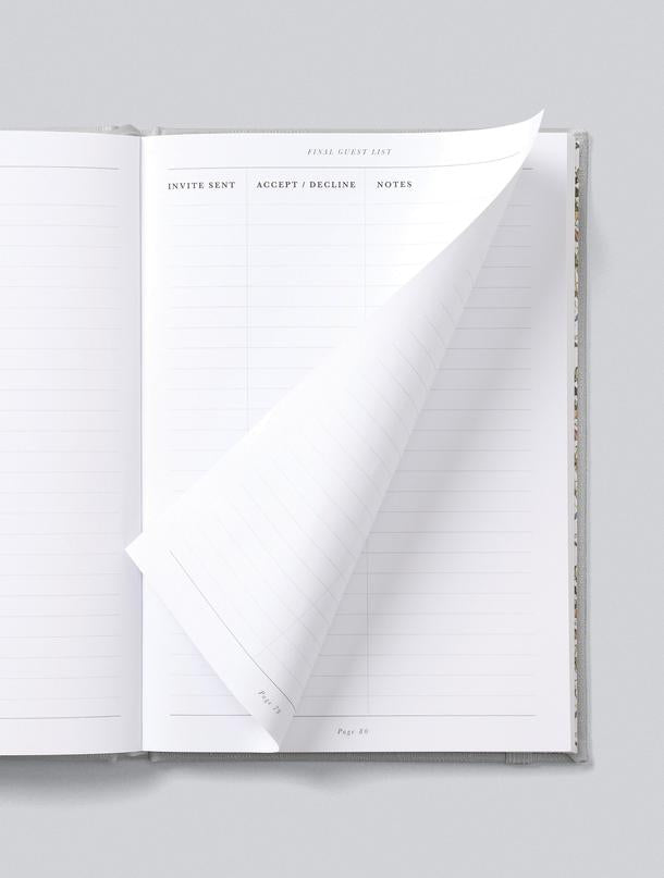A white sheet of paper featuring an open notebook, perfect for budget planning or as the Together - Planning Our Day guided journal by Write To Me.