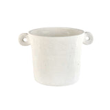Limited edition Bovi Home Collection Side Handle Cement Planter - Black / White on a white background.