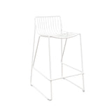 White wire counter stool with curved steel seat and minimalist frame