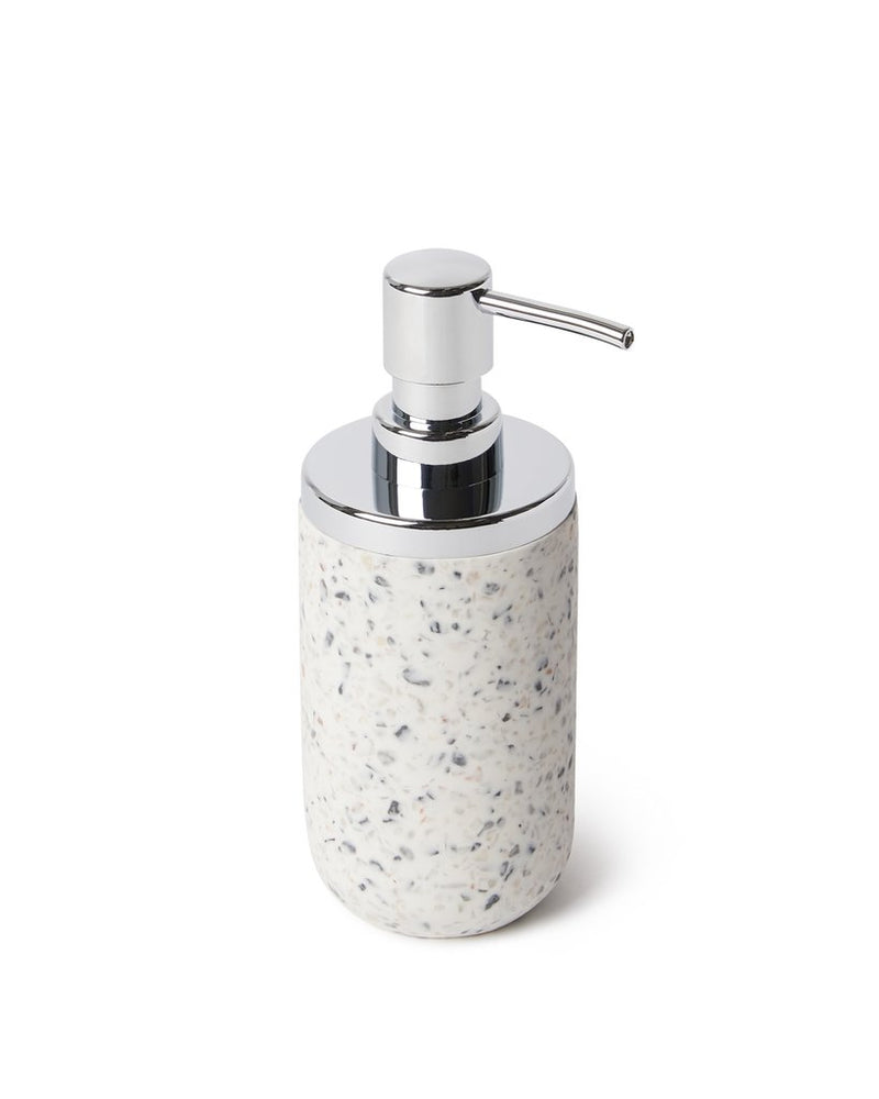 A white Umbra Junip Soap Pump - Terrazzo on a white surface from the Junip collection.