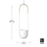A BOLO PLANTER - White by Umbra with measurements.
