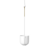An Umbra BOLO PLANTER - White with a wooden handle, perfect as wall decor or for displaying your favorite plants.